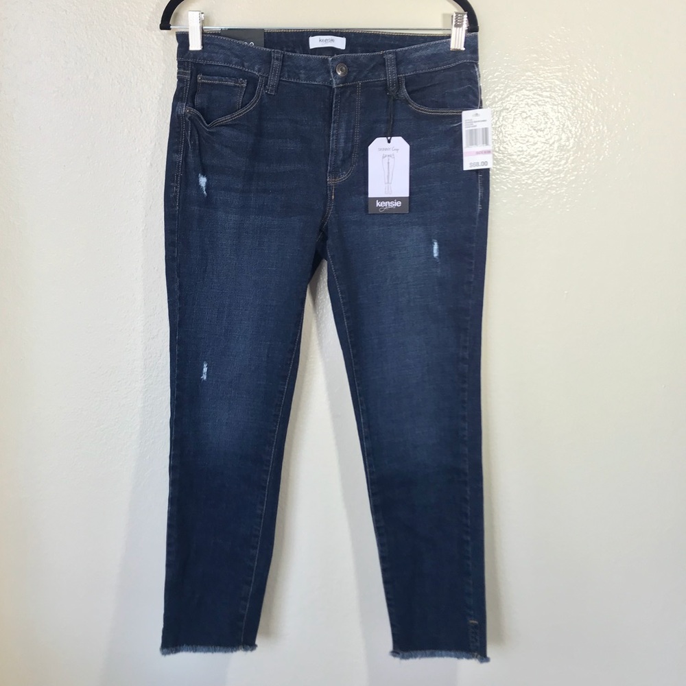 Kensie Jeans Skinny Crop Dark Stretchy Jean Size 6